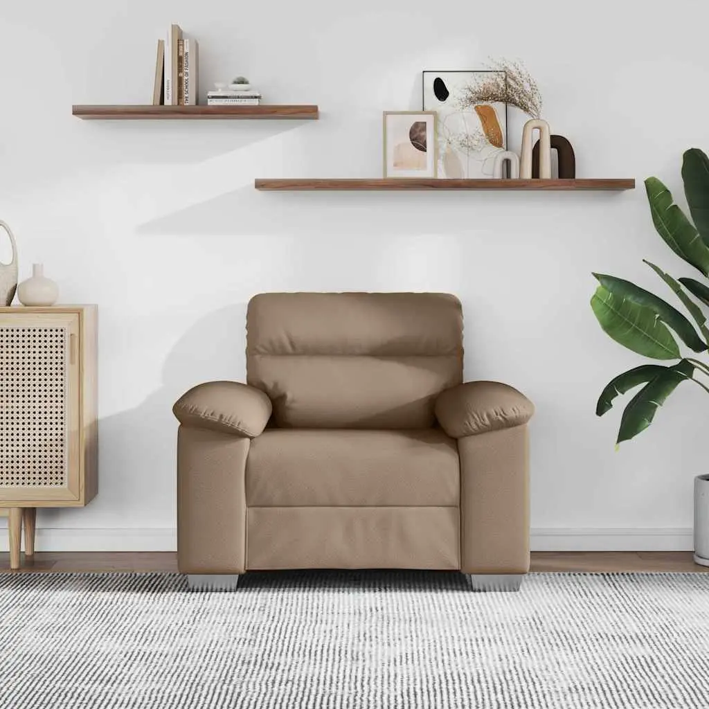 Sofa Chair Brown Faux Leather Lounge Seat Armrest 100 x 81 x 84 cm Wooden and Metal Frame