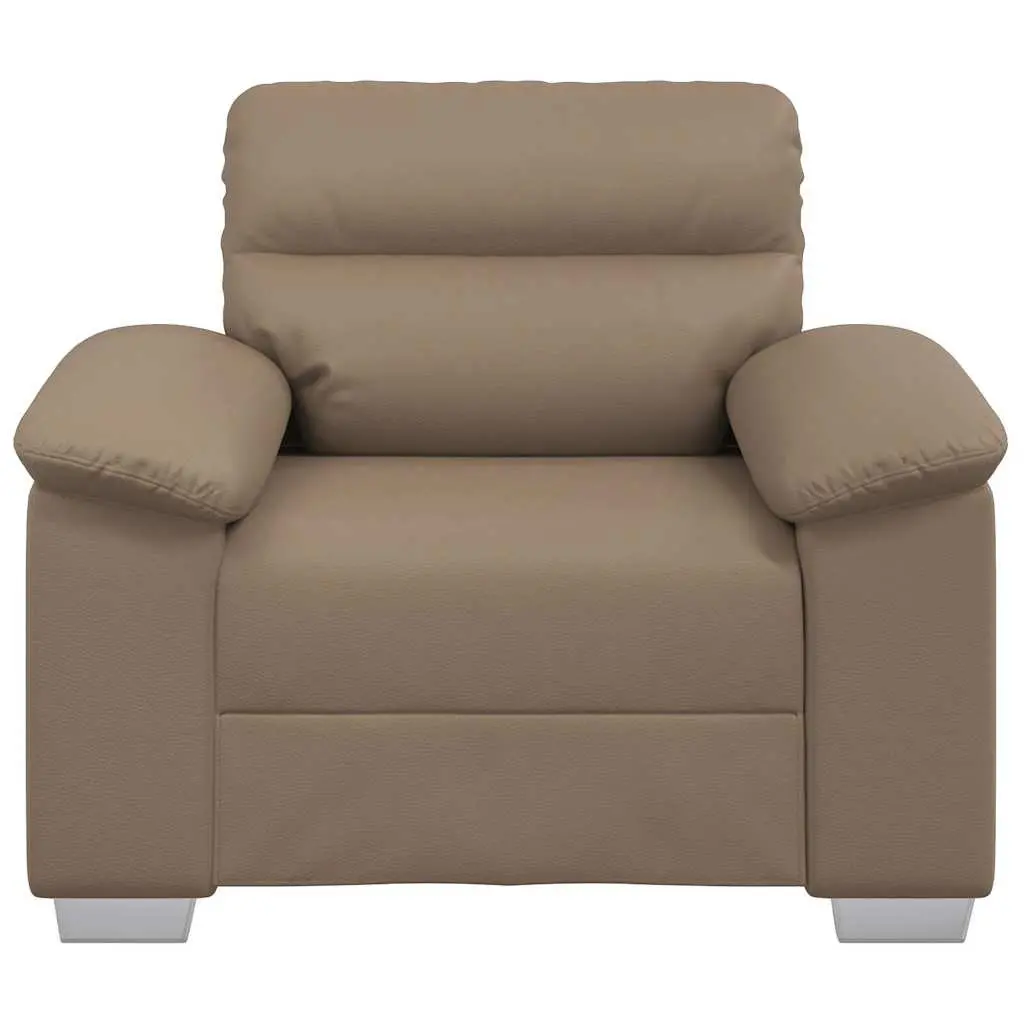 Sofa Chair Brown Faux Leather Lounge Seat Armrest 100 x 81 x 84 cm Wooden and Metal Frame
