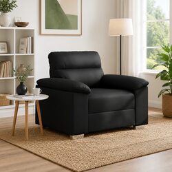 Black Faux Leather Sofa Chair with Padded Comfort