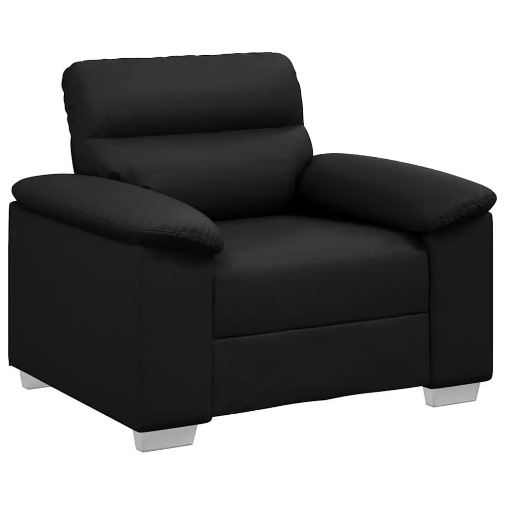 Black Faux Leather Sofa Chair with Padded Comfort