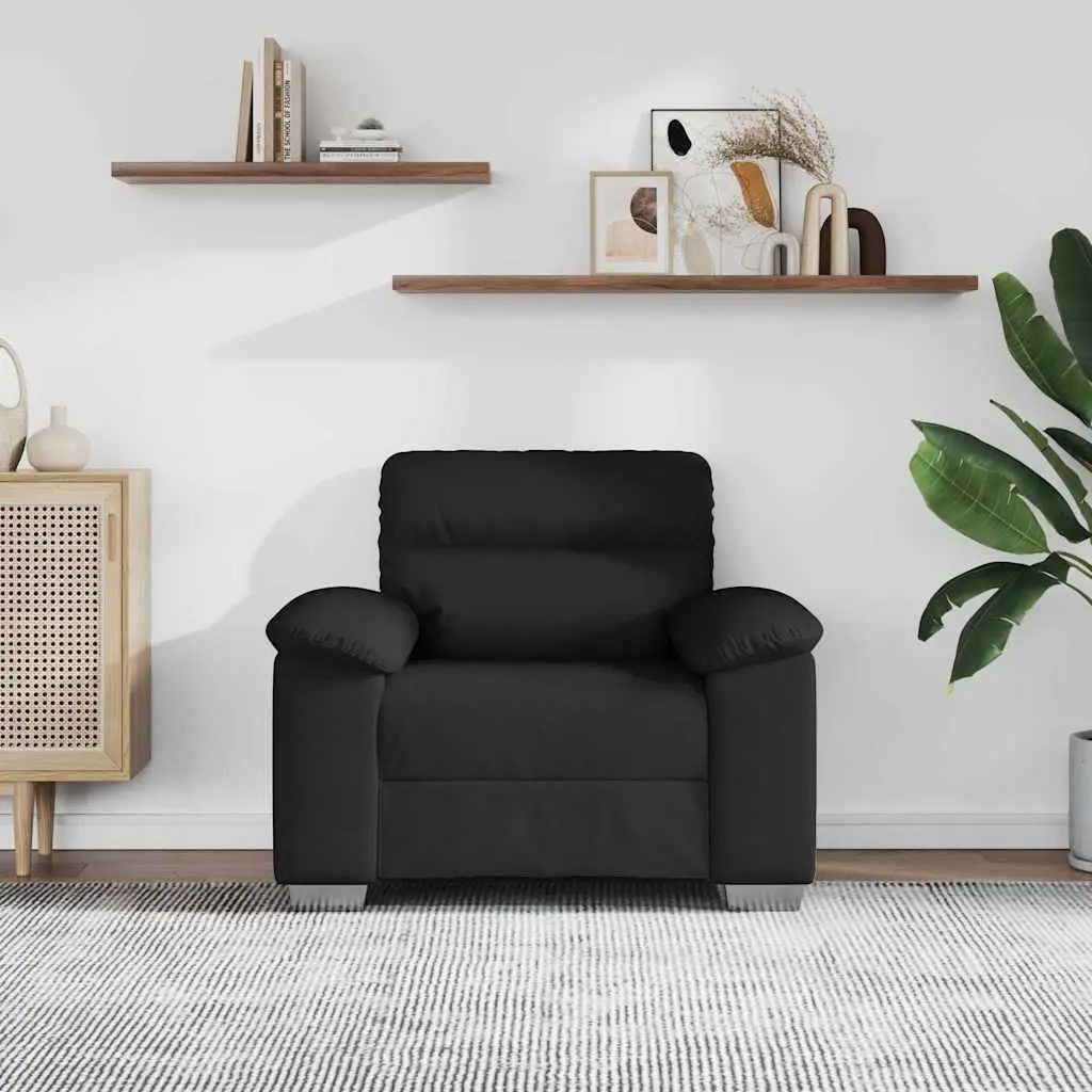 Black Faux Leather Sofa Chair with Padded Comfort