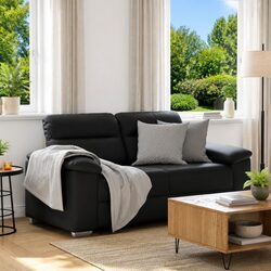 Cozy 2-Seater Sofa in Black Faux Leather