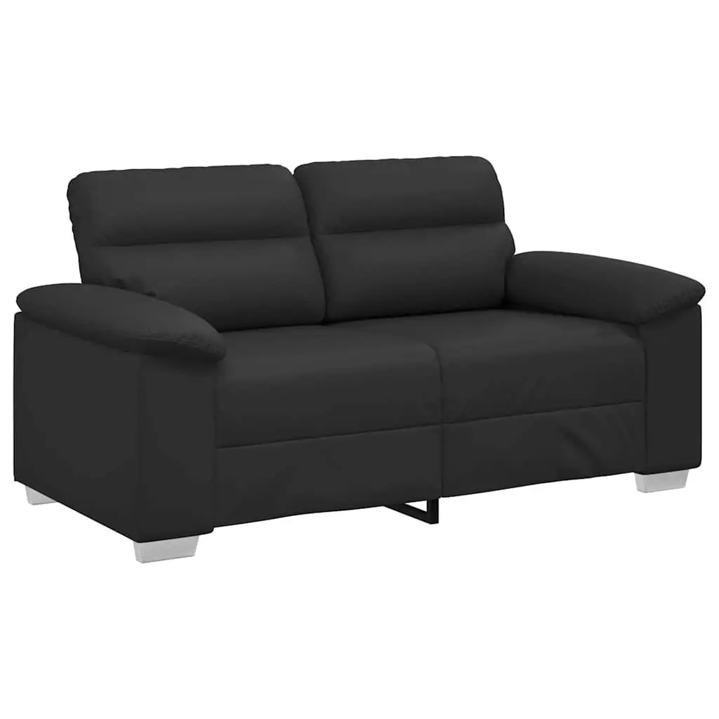 2-Seater Sofa Black Faux Leather 160x81x84cm Wood and Metal Frame