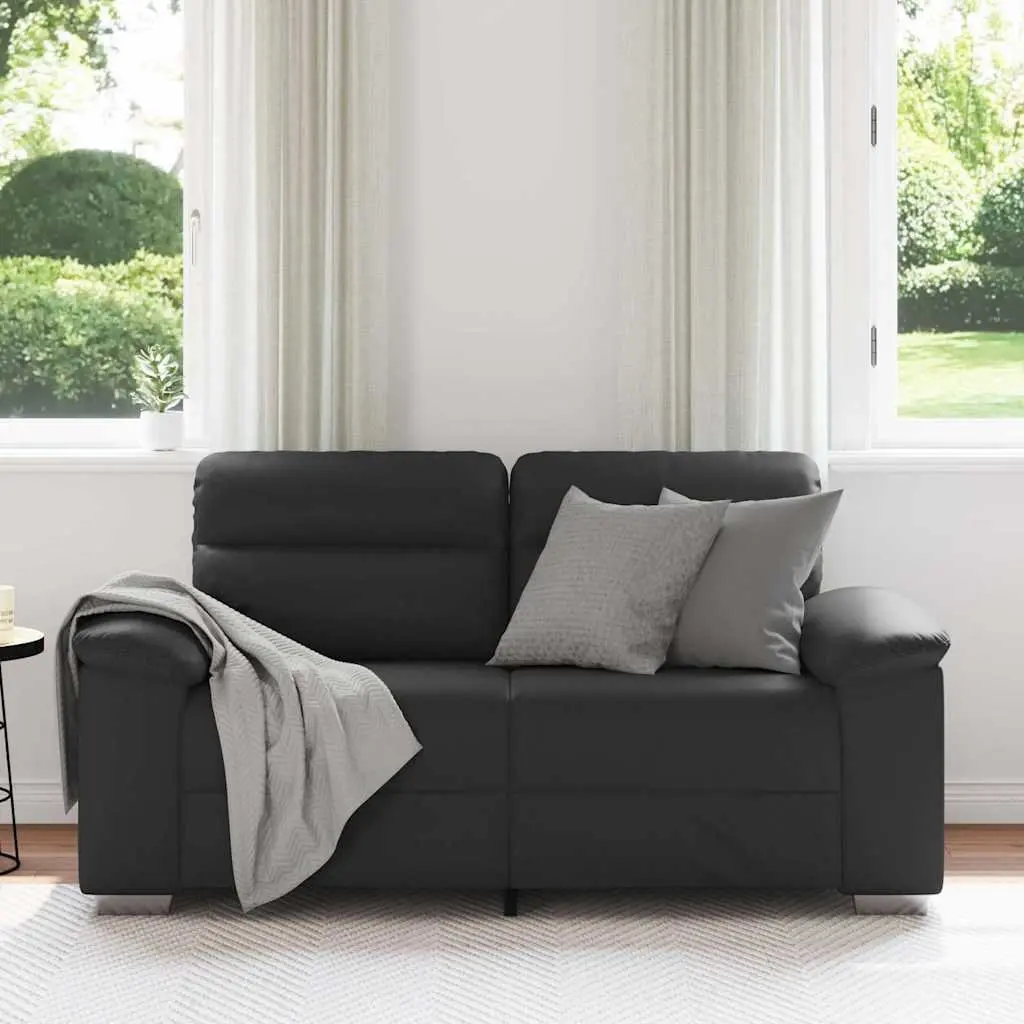 2-Seater Sofa Black Faux Leather 160x81x84cm Wood and Metal Frame