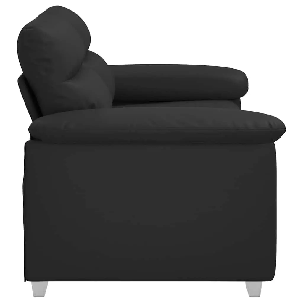 2-Seater Sofa Black Faux Leather 160x81x84cm Wood and Metal Frame