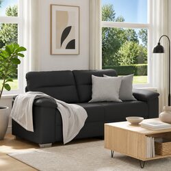 Black Faux Leather 2-Seater Sofa for Cozy Living Spaces