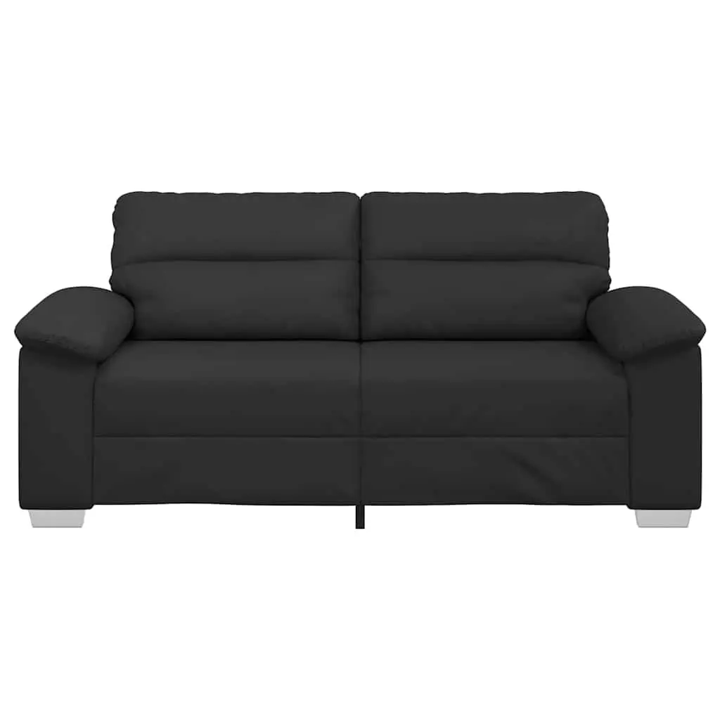 2-Seater Sofa Black Faux Leather Lounge Couch Wooden and Metal Frame