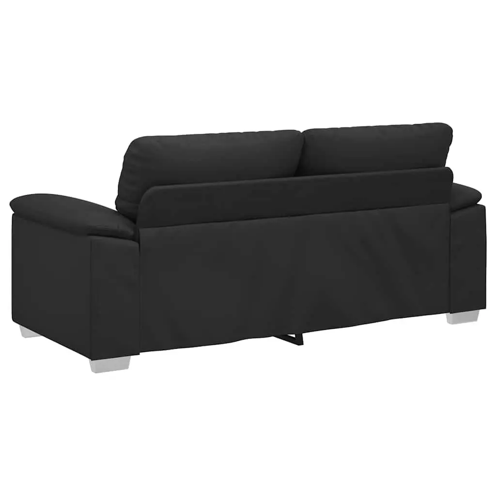 2-Seater Sofa Black Faux Leather Lounge Couch Wooden and Metal Frame