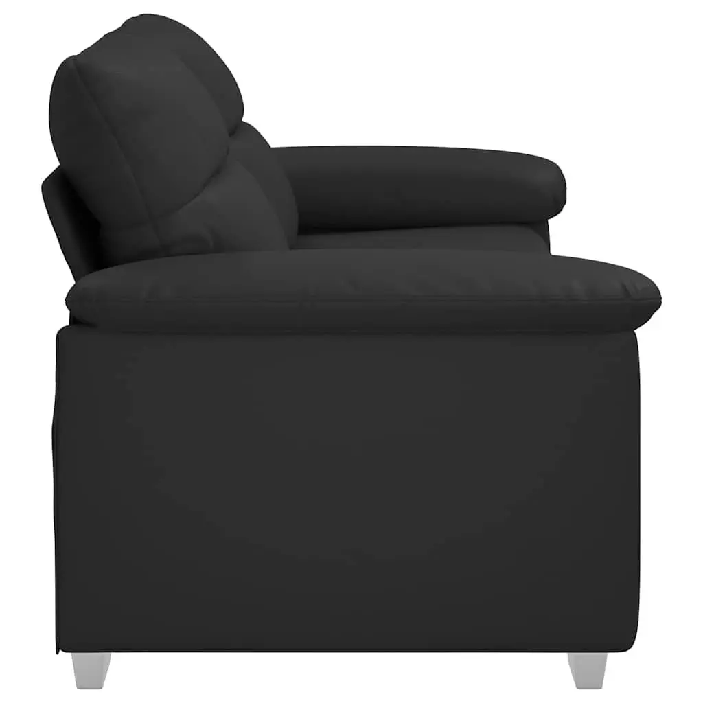 2-Seater Sofa Black Faux Leather Lounge Couch Wooden and Metal Frame