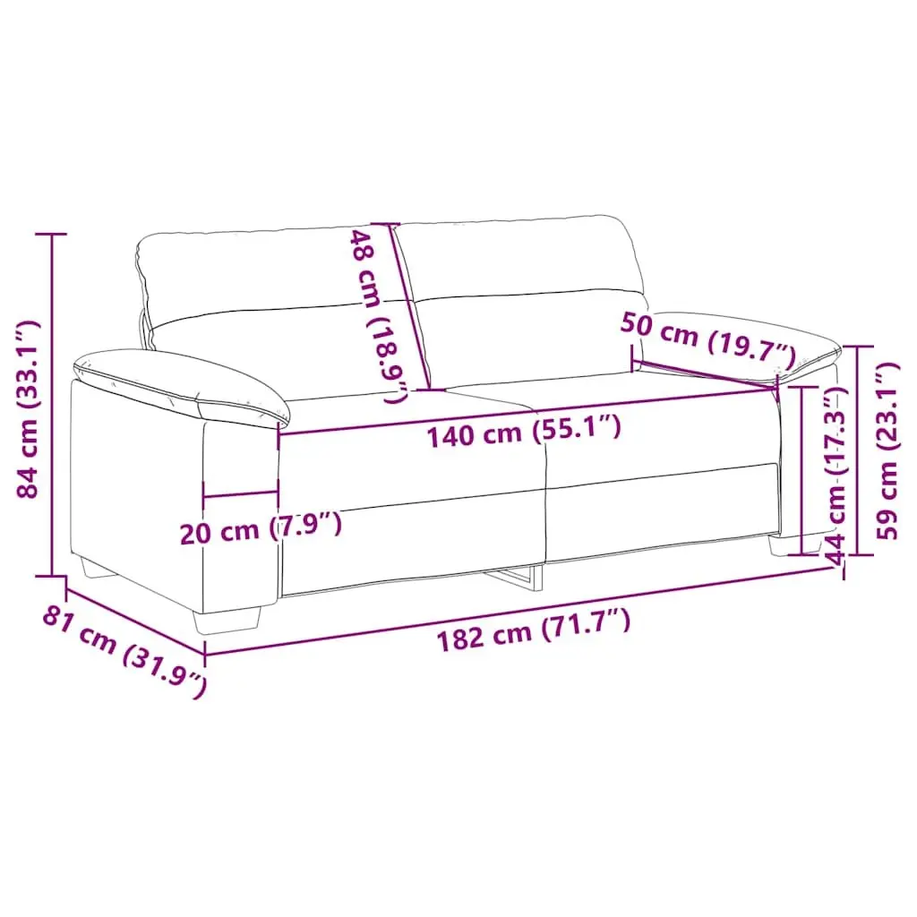 2-Seater Sofa Black Faux Leather Lounge Couch Wooden and Metal Frame