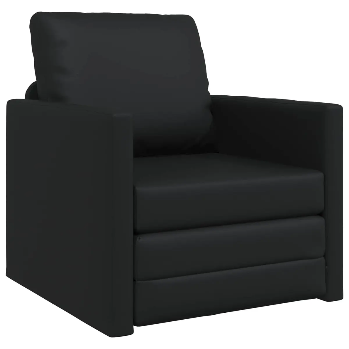Floor Sofa Bed 60cm in Black Faux Leather