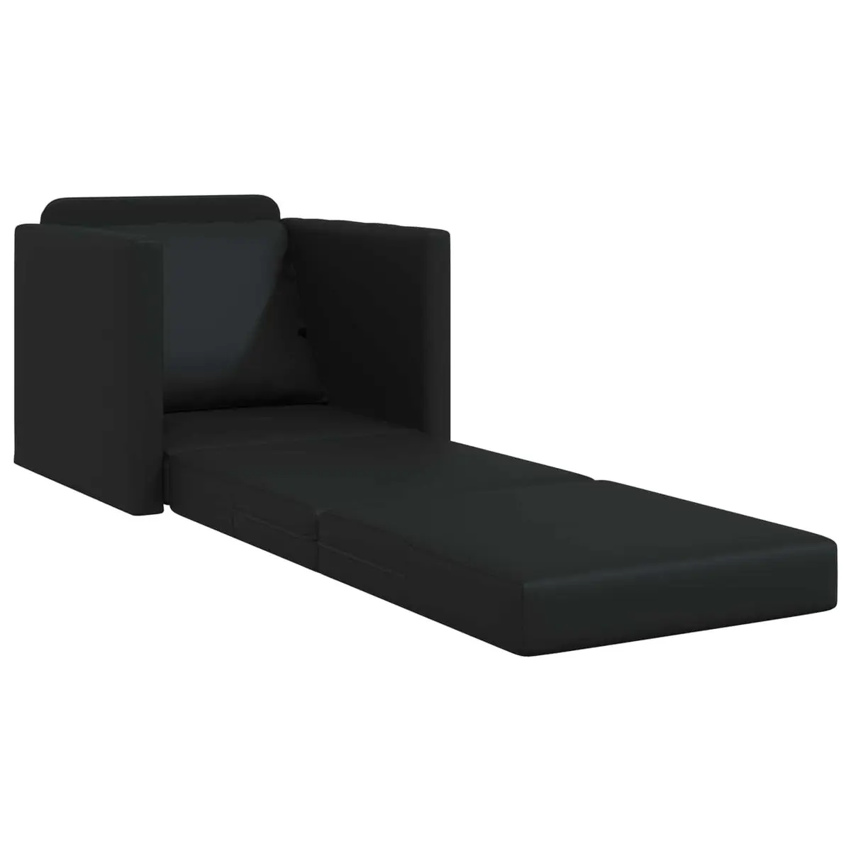 Floor Sofa Bed 60cm in Black Faux Leather