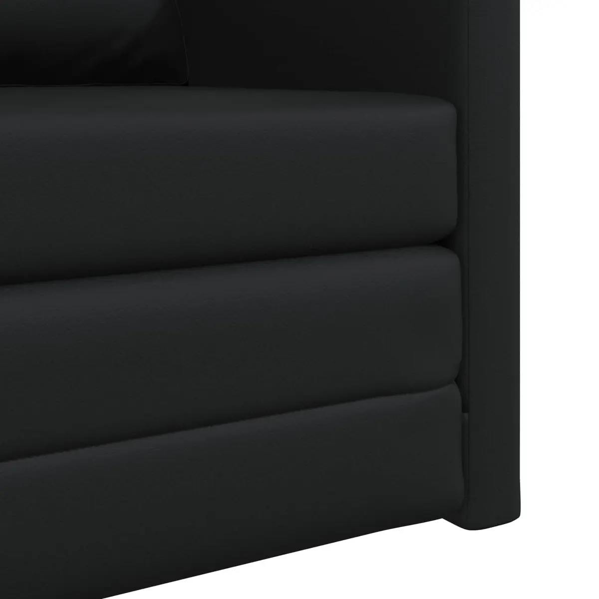 Floor Sofa Bed 60cm in Black Faux Leather