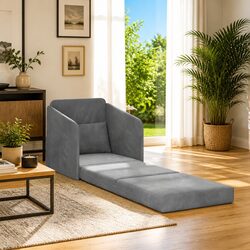 Grey Velvet Convertible Sofa Bed for Modern Living