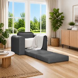 Grey Convertible Sofa Bed for Living Room Comfort