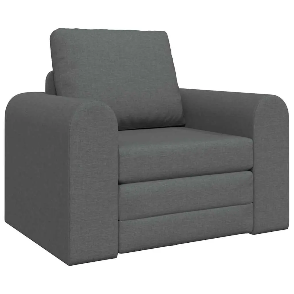Sofa Bed Grey Convertible Fabric 98cm x 71cm x 83cm Metal and Plywood