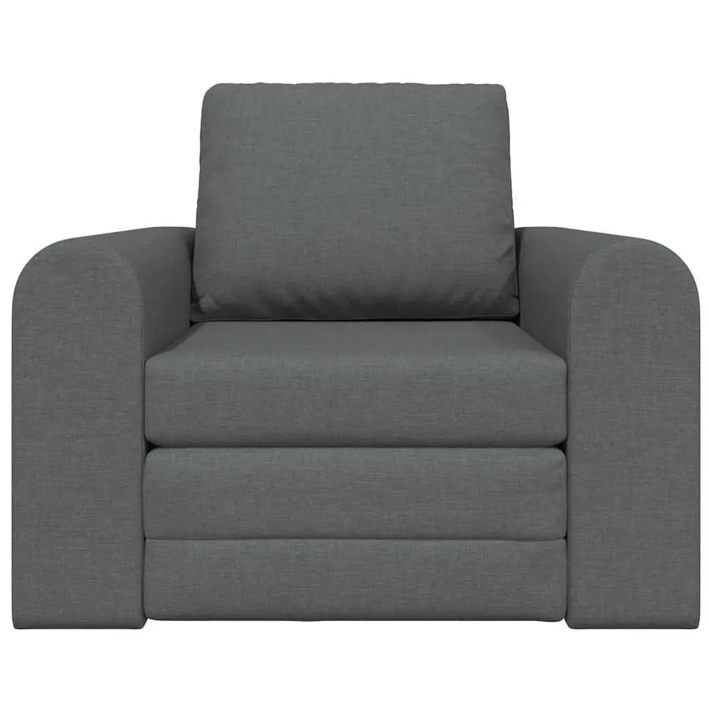 Sofa Bed Grey Convertible Fabric 98cm x 71cm x 83cm Metal and Plywood