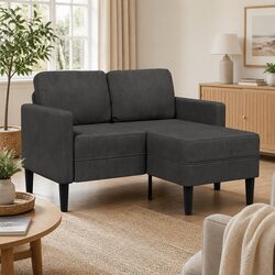 L-Shaped 2-Seater Sofa with Chaise Lounge in Grey