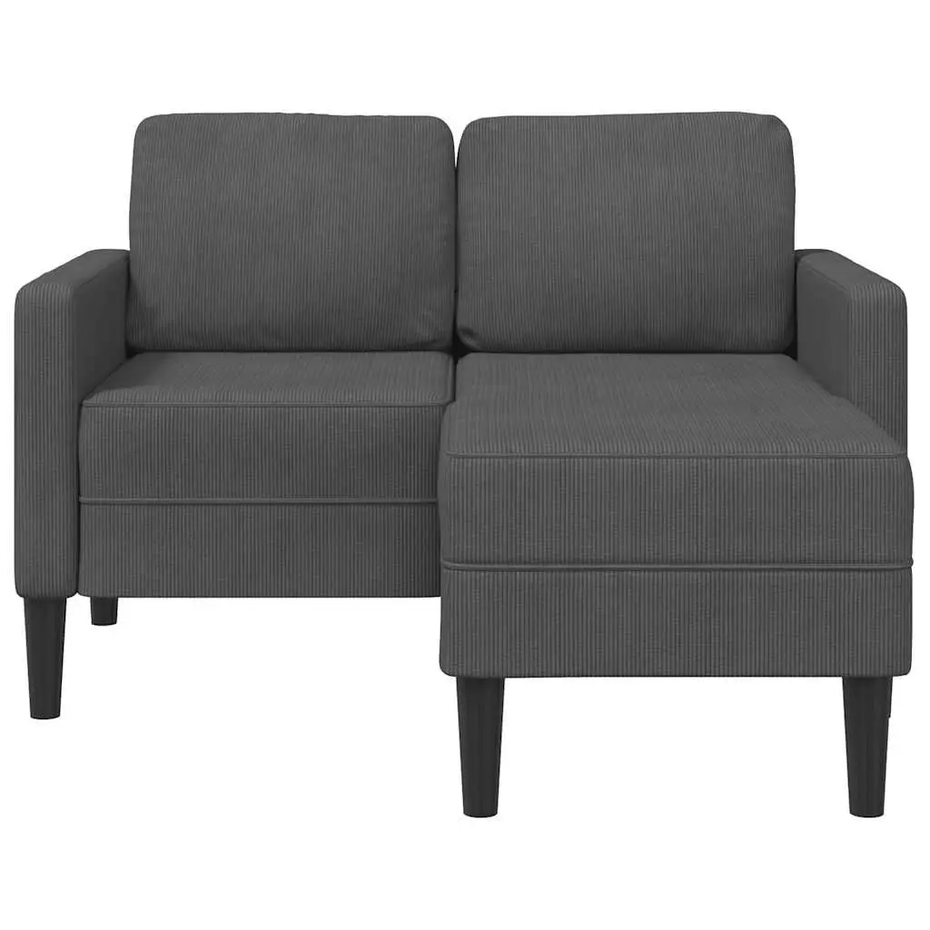 L-Shaped Sofa Grey Linen 125cm 2-Seater with Chaise Lounge