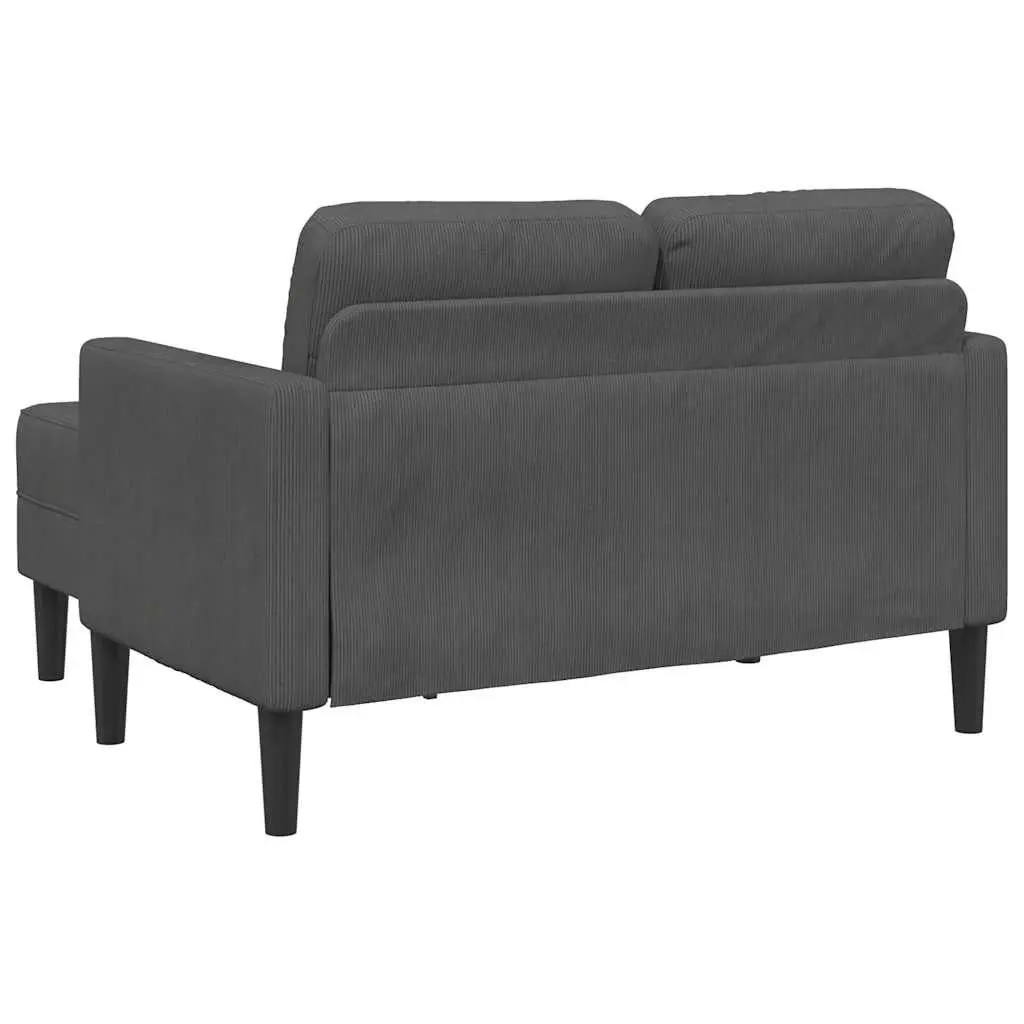 L-Shaped Sofa Grey Linen 125cm 2-Seater with Chaise Lounge