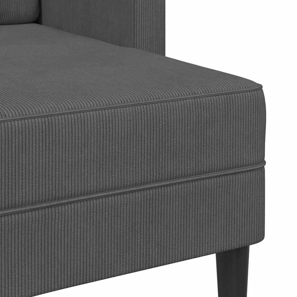 L-Shaped Sofa Grey Linen 125cm 2-Seater with Chaise Lounge