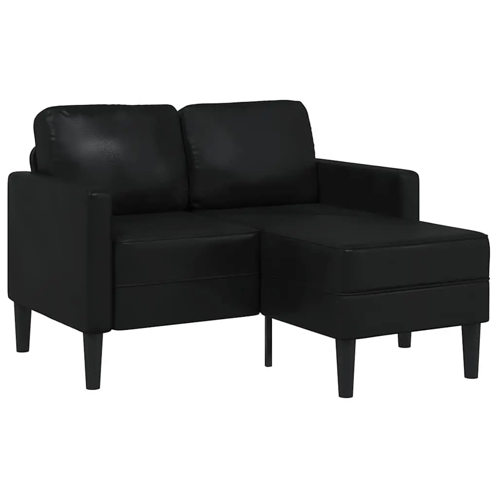 L-Shaped 2-Seater Sofa with Chaise Lounge Corner Couch Black Faux Leather