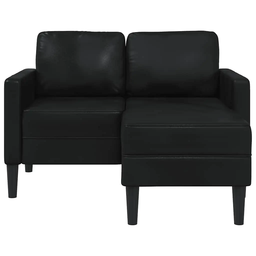 L-Shaped 2-Seater Sofa with Chaise Lounge Corner Couch Black Faux Leather