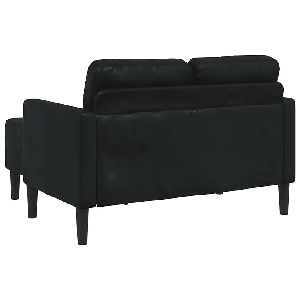 L-Shaped 2-Seater Sofa with Chaise Lounge Corner Couch Black Faux Leather