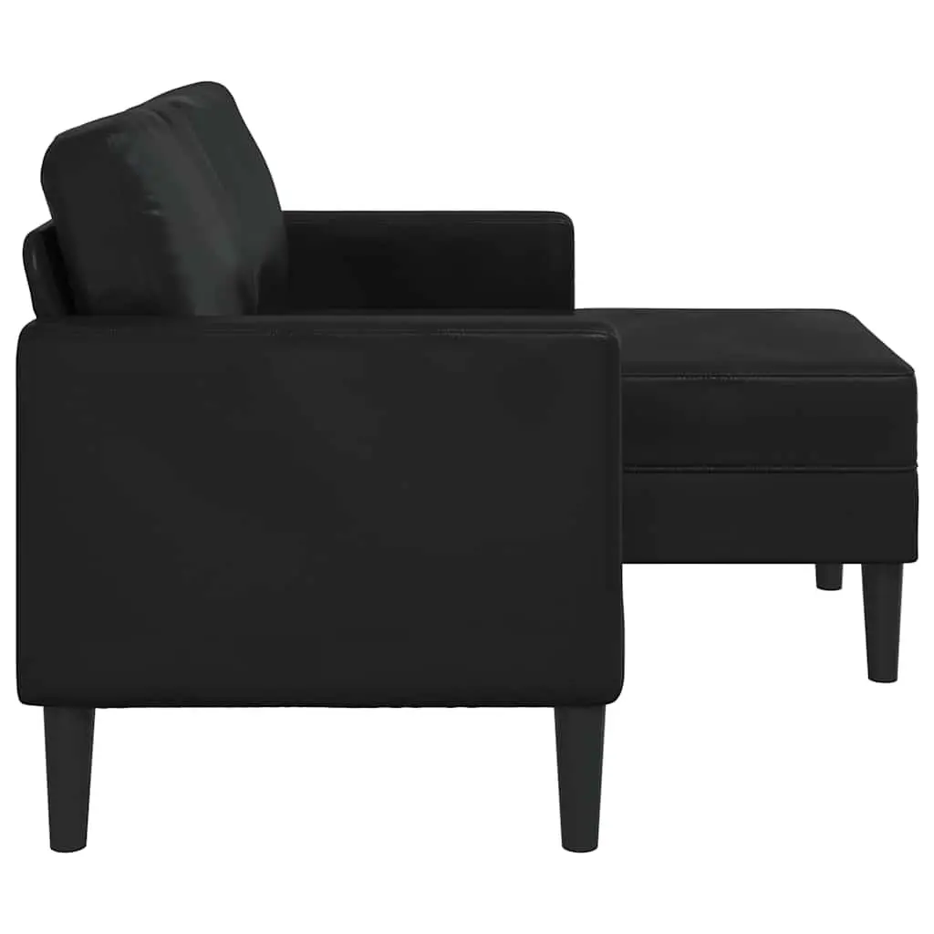 L-Shaped 2-Seater Sofa with Chaise Lounge Corner Couch Black Faux Leather