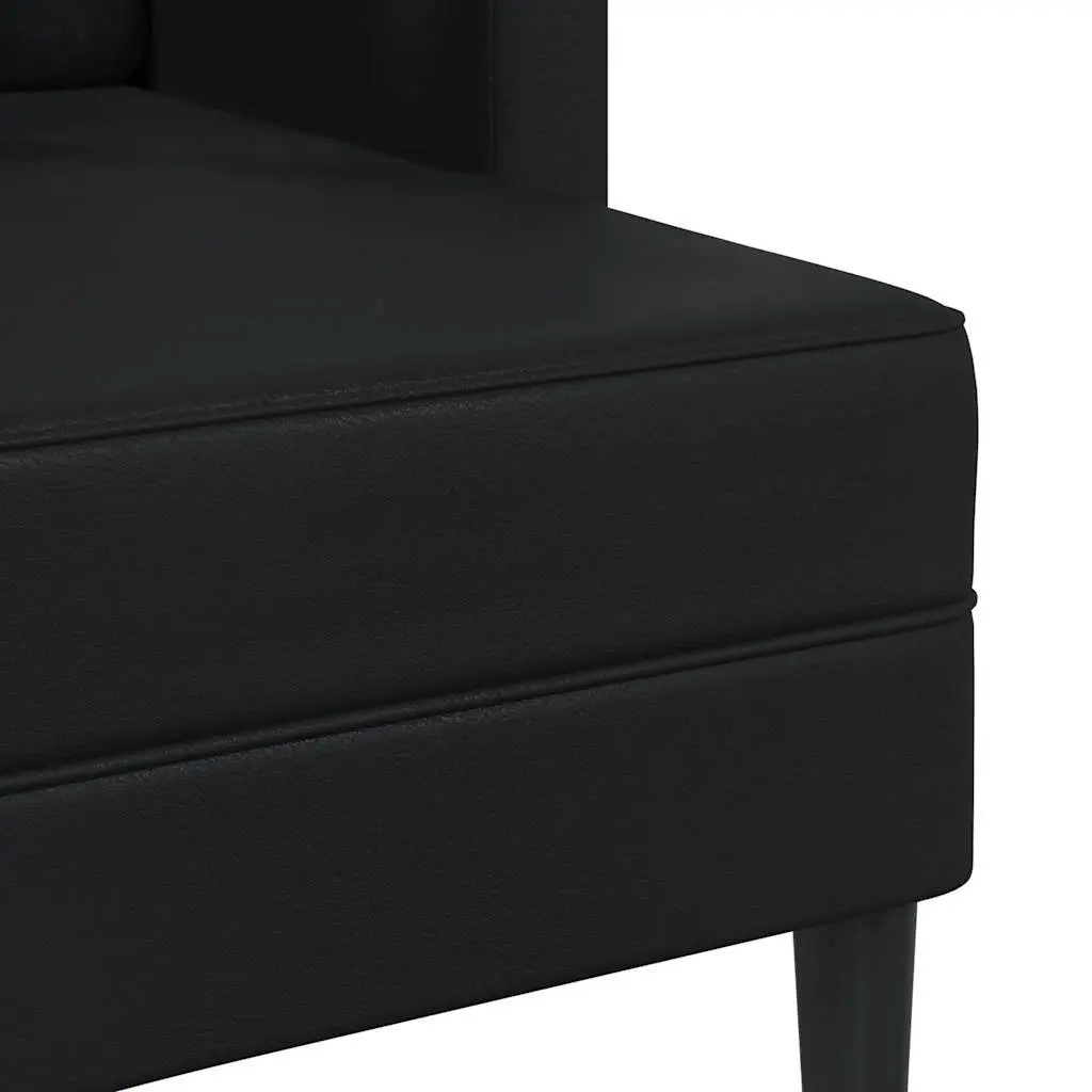 L-Shaped 2-Seater Sofa with Chaise Lounge Corner Couch Black Faux Leather