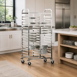 Stainless Steel Tray Trolley with 32 GN Container Capacity