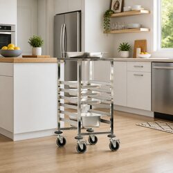 Warm Stainless Steel Kitchen Trolley with 6 GN Container Slots