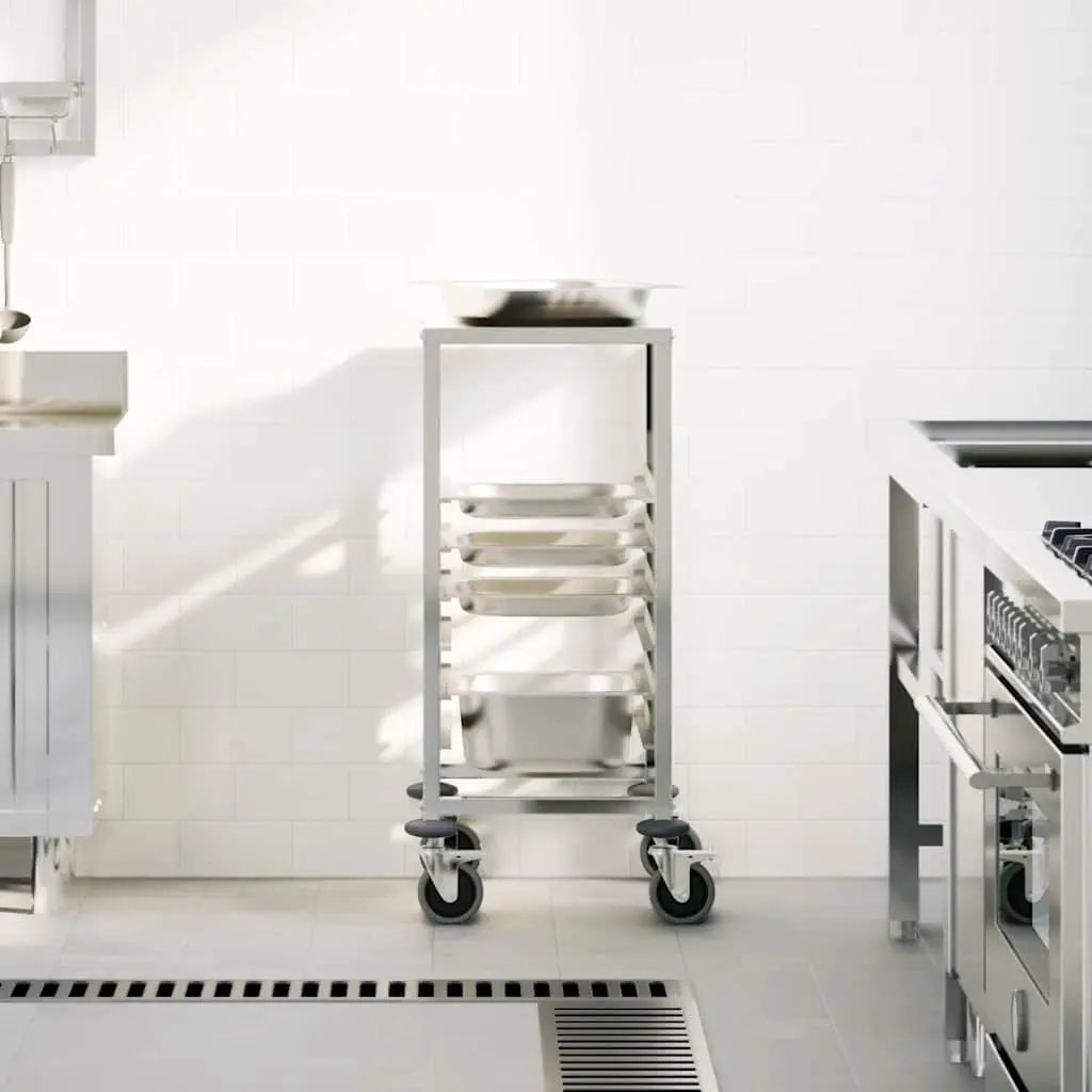 Stainless Steel Kitchen Trolley with 6 GN Container Slots 39x55x87 cm Catering