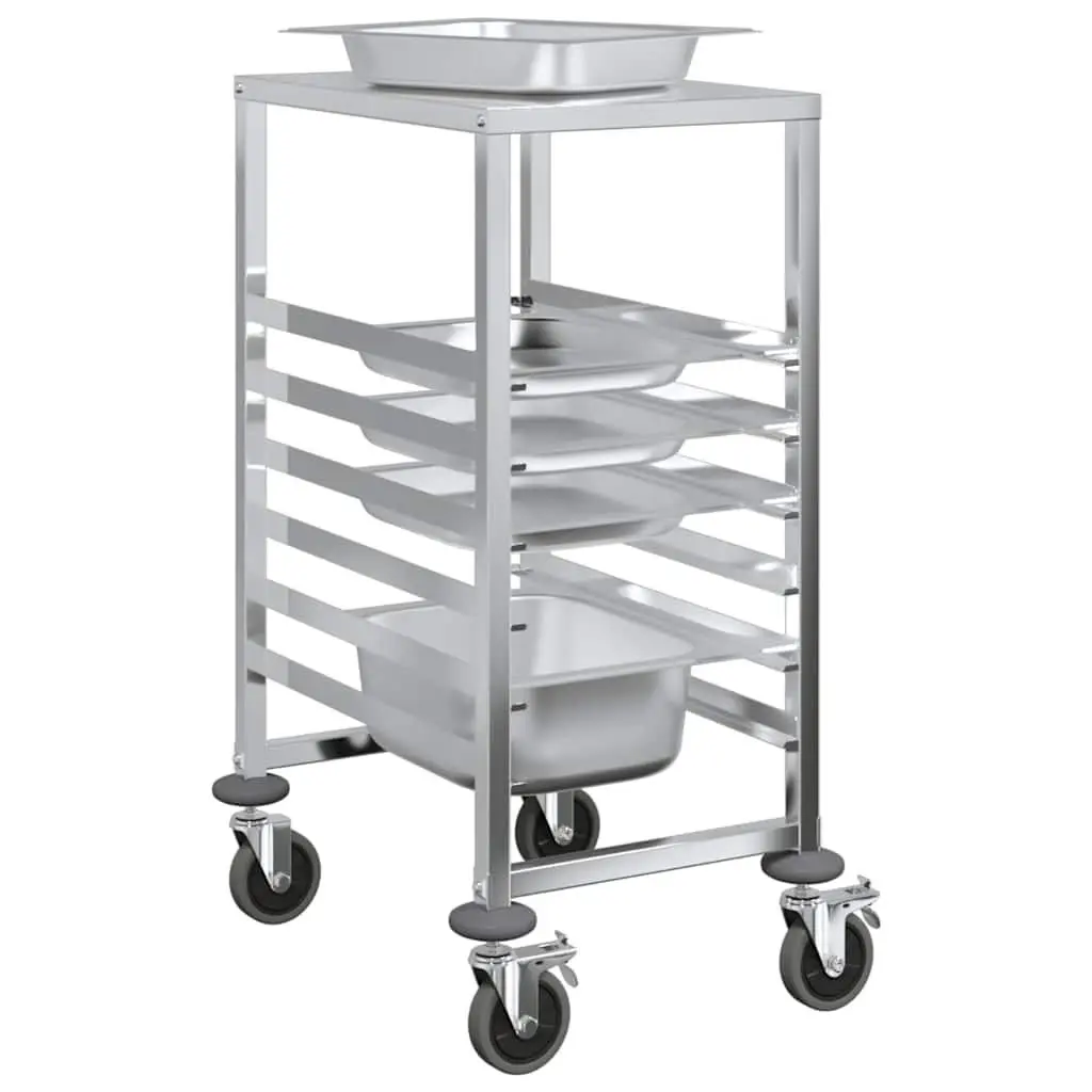 Stainless Steel Kitchen Trolley with 6 GN Container Slots 39x55x87 cm Catering