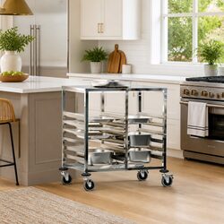 Stainless Steel Tray Trolley Kitchen Dining Cart