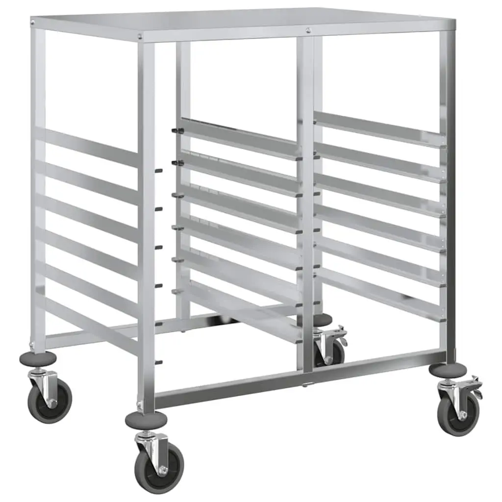 Tray Trolley Kitchen Dining Service Cart Stainless Steel Silver 75 x 55 x 87 cm