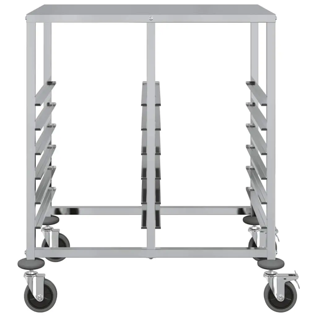 Tray Trolley Kitchen Dining Service Cart Stainless Steel Silver 75 x 55 x 87 cm