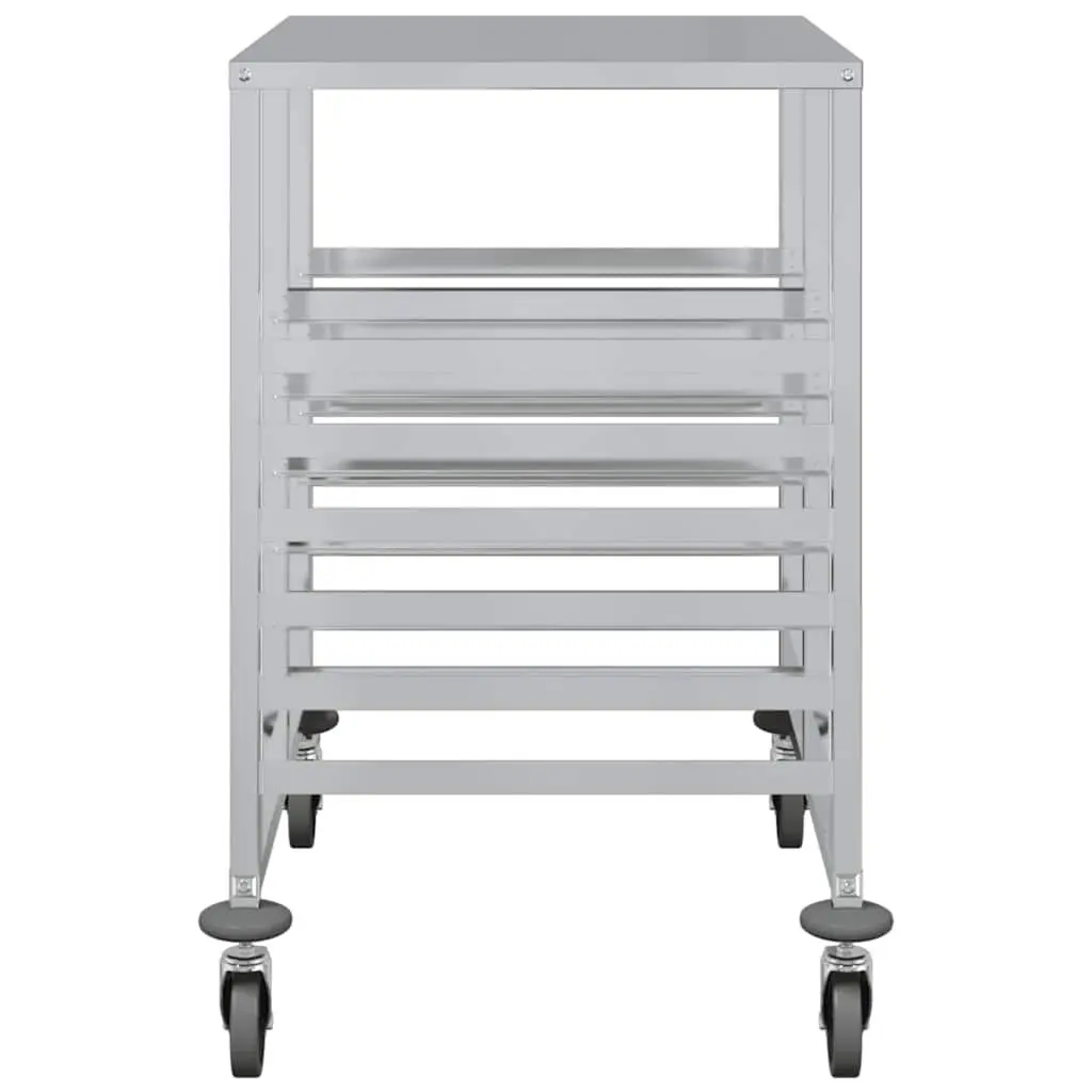 Tray Trolley Kitchen Dining Service Cart Stainless Steel Silver 75 x 55 x 87 cm