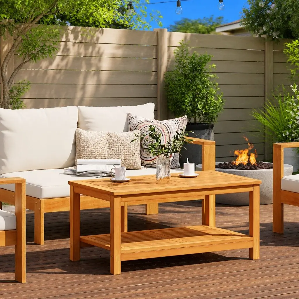 Acacia Wood Side Table for Indoor and Outdoor Use