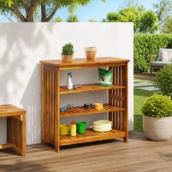 Outdoor Solid Wood Garden Storage Cabinet 90x40x90cm