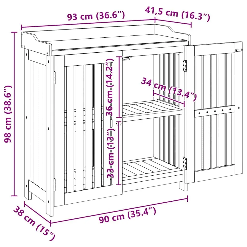 Garden Storage Cabinet Modern Rectangular 93 x 41.5 x 98 cm Solid Acacia Wood
