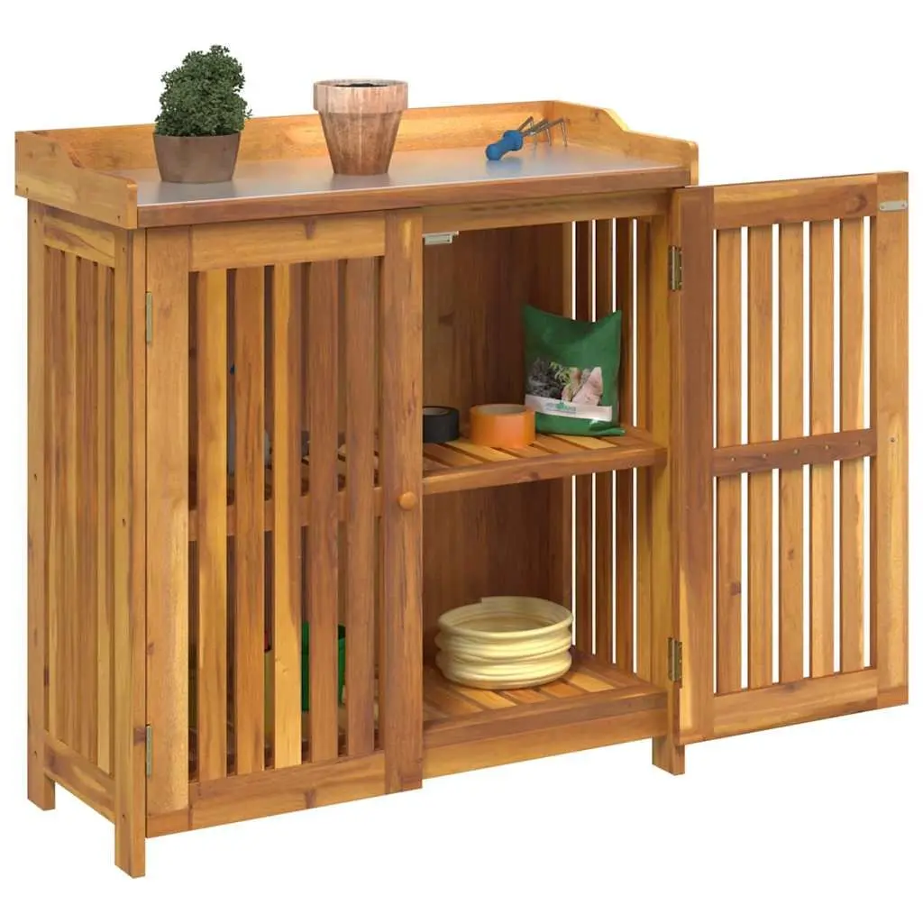 Garden Storage Cabinet Modern Rectangular 93 x 41.5 x 98 cm Solid Acacia Wood