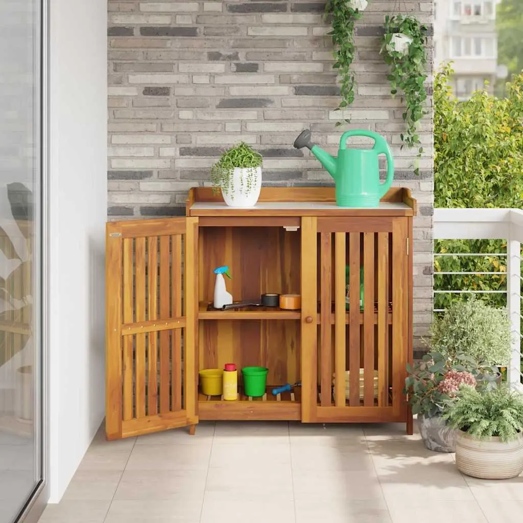 Garden Storage Cabinet Modern Rectangular 93 x 41.5 x 98 cm Solid Acacia Wood
