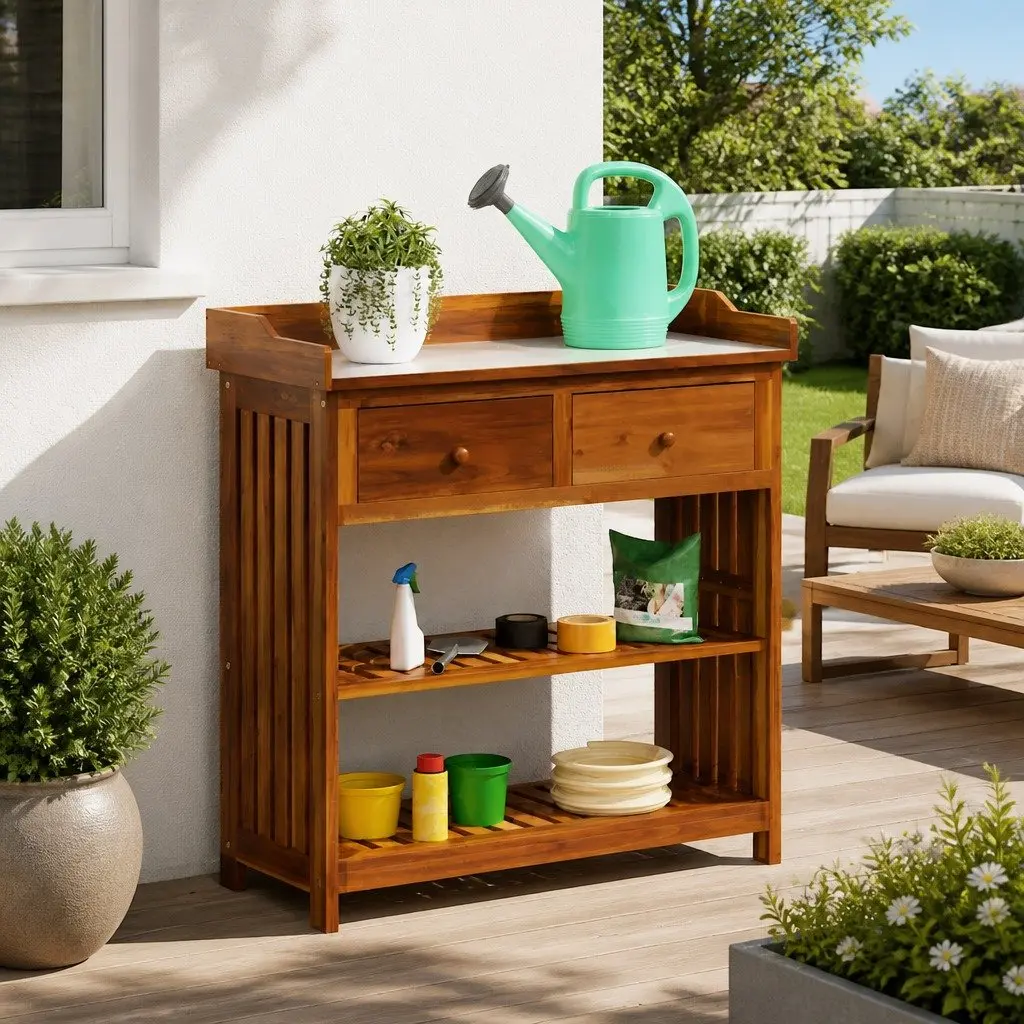 Outdoor Acacia Wood Garden Cabinet for Storage