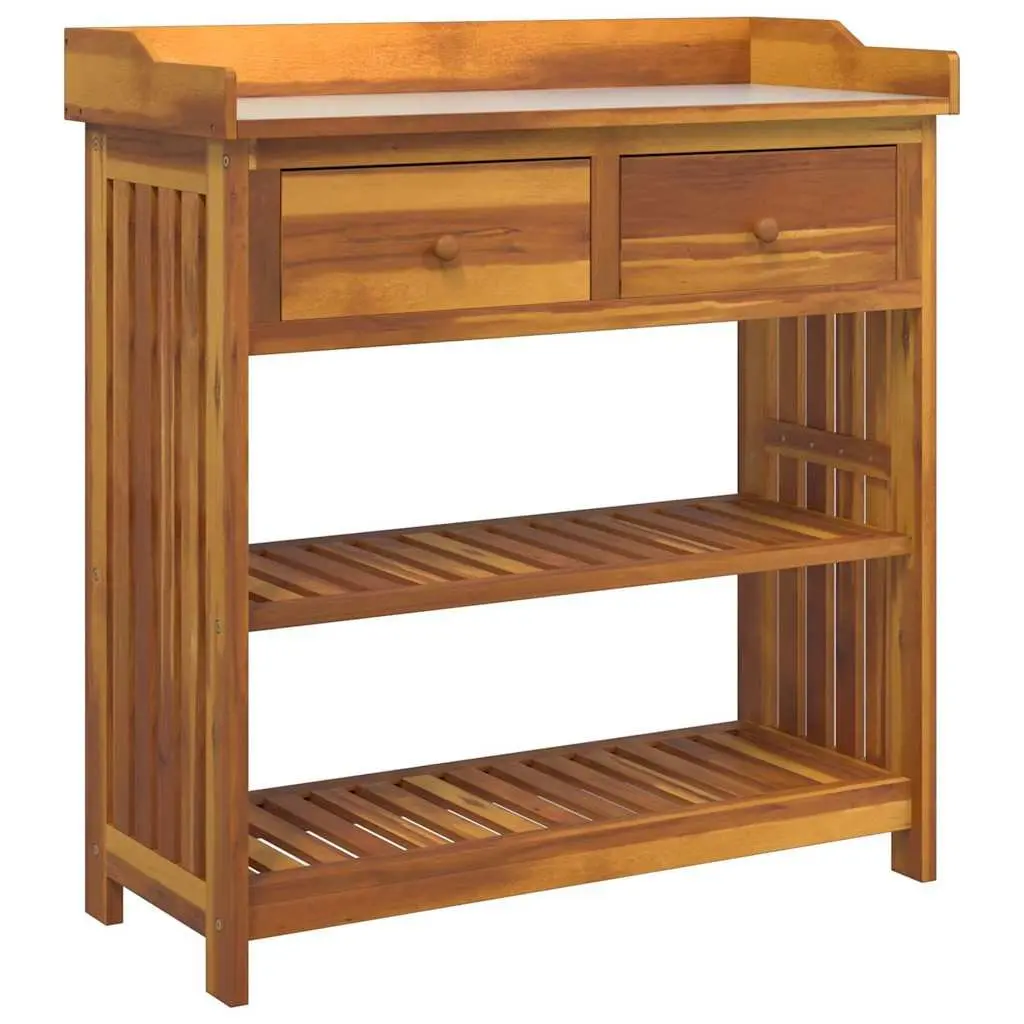 Outdoor Storage Cabinet Brown Solid Acacia Wood 93 x 41.5 x 98cm Garden Furniture