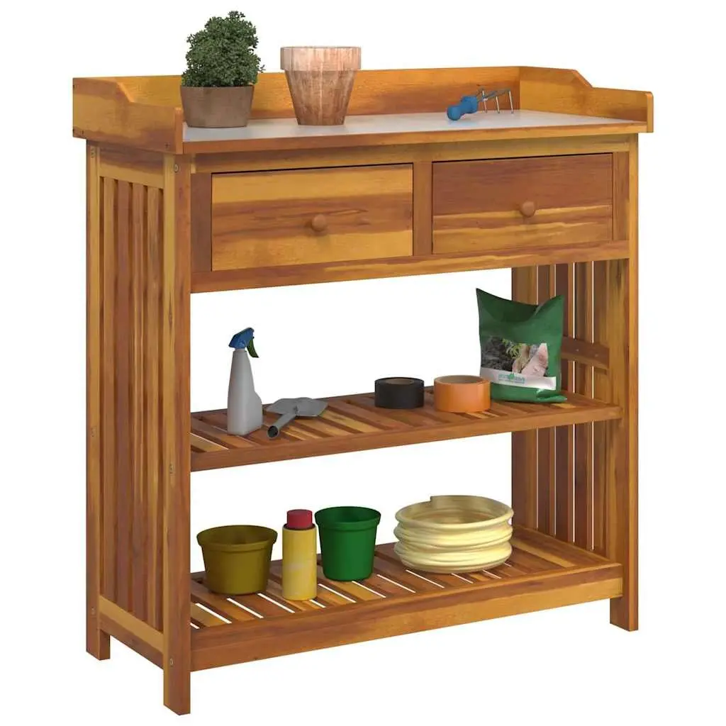 Outdoor Storage Cabinet Brown Solid Acacia Wood 93 x 41.5 x 98cm Garden Furniture