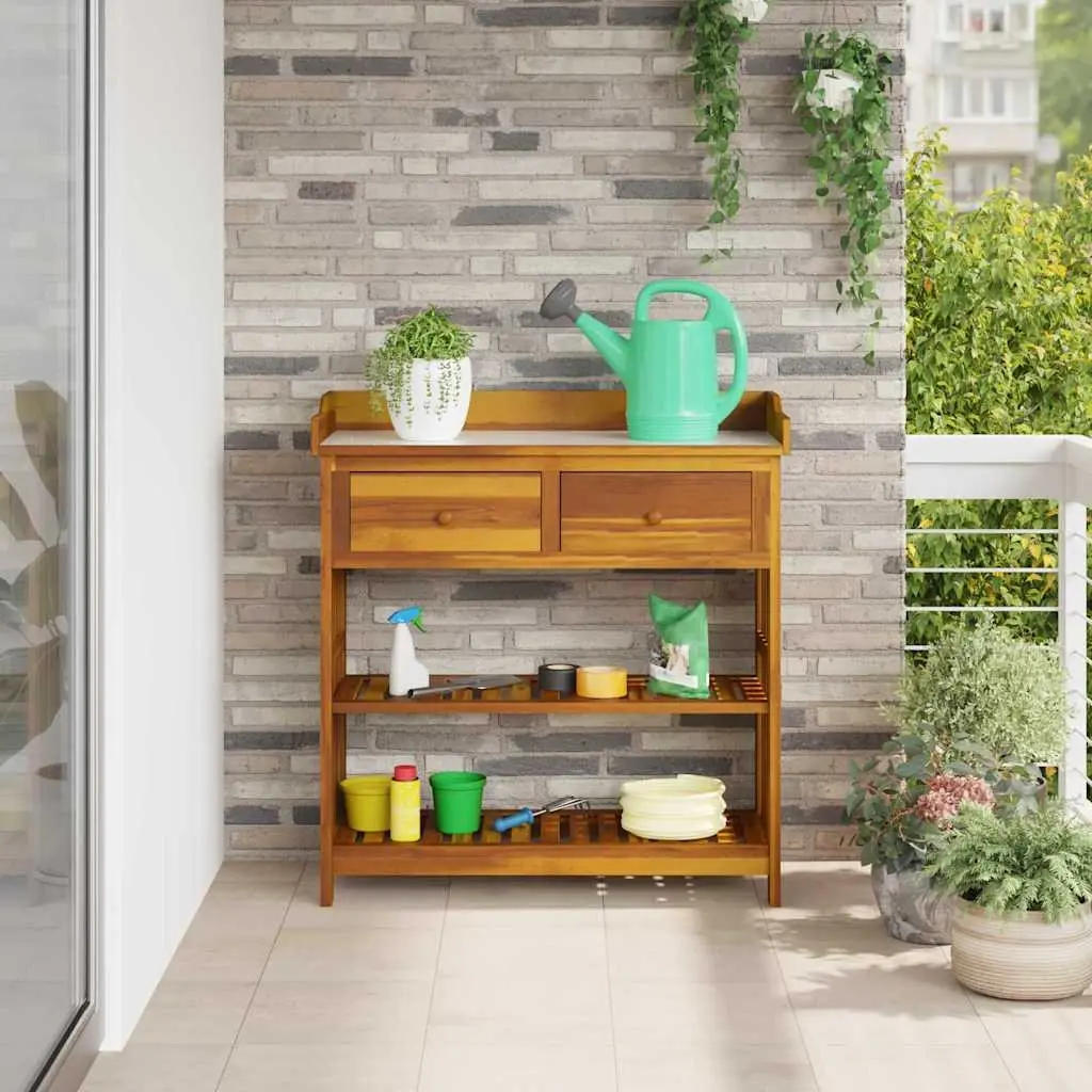 Outdoor Storage Cabinet Brown Solid Acacia Wood 93 x 41.5 x 98cm Garden Furniture