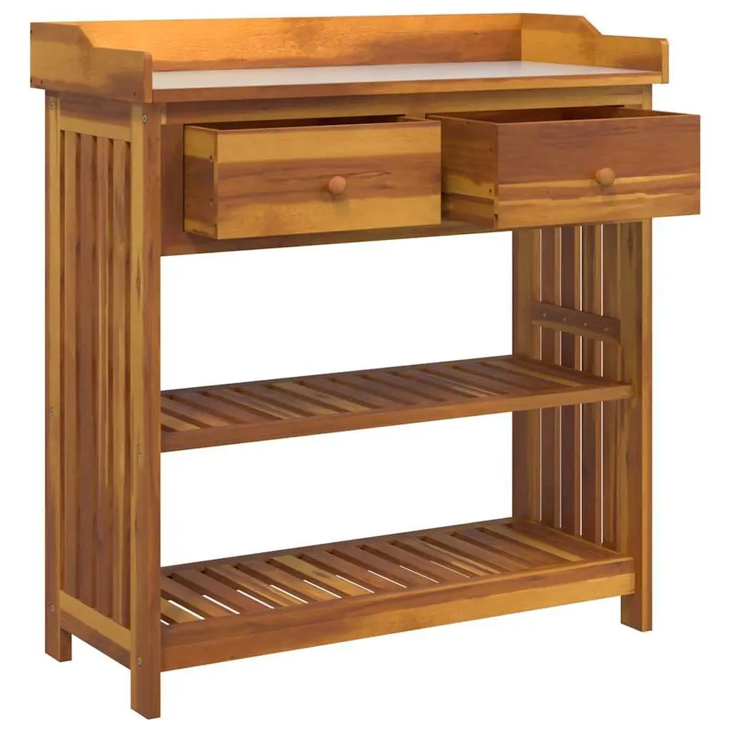 Outdoor Storage Cabinet Brown Solid Acacia Wood 93 x 41.5 x 98cm Garden Furniture