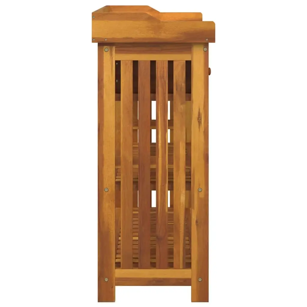 Outdoor Storage Cabinet Brown Solid Acacia Wood 93 x 41.5 x 98cm Garden Furniture