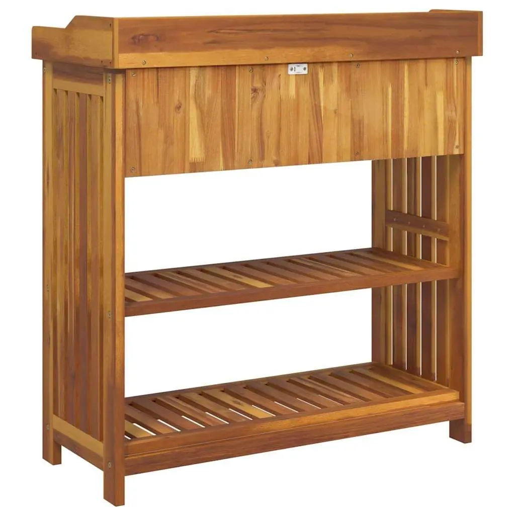Outdoor Storage Cabinet Brown Solid Acacia Wood 93 x 41.5 x 98cm Garden Furniture